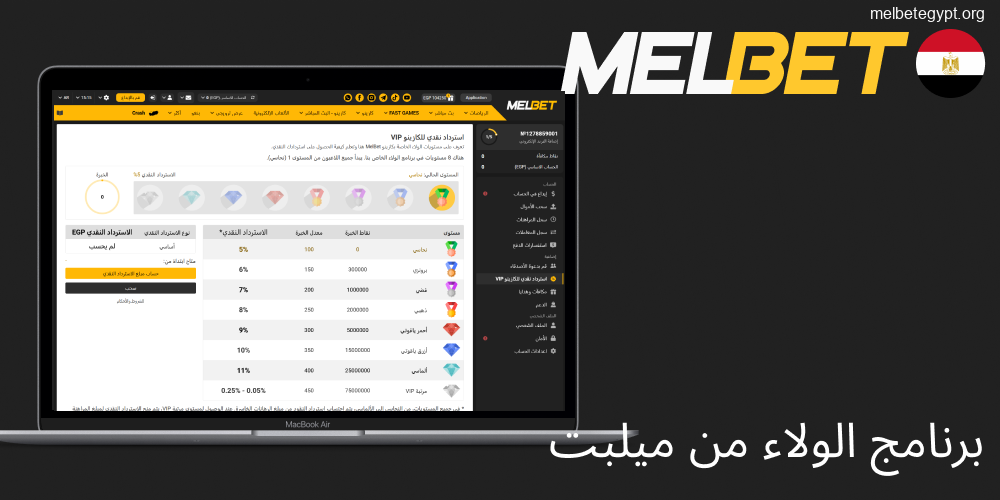 برنامج الولاء ومكافآت Melbet المميزة.